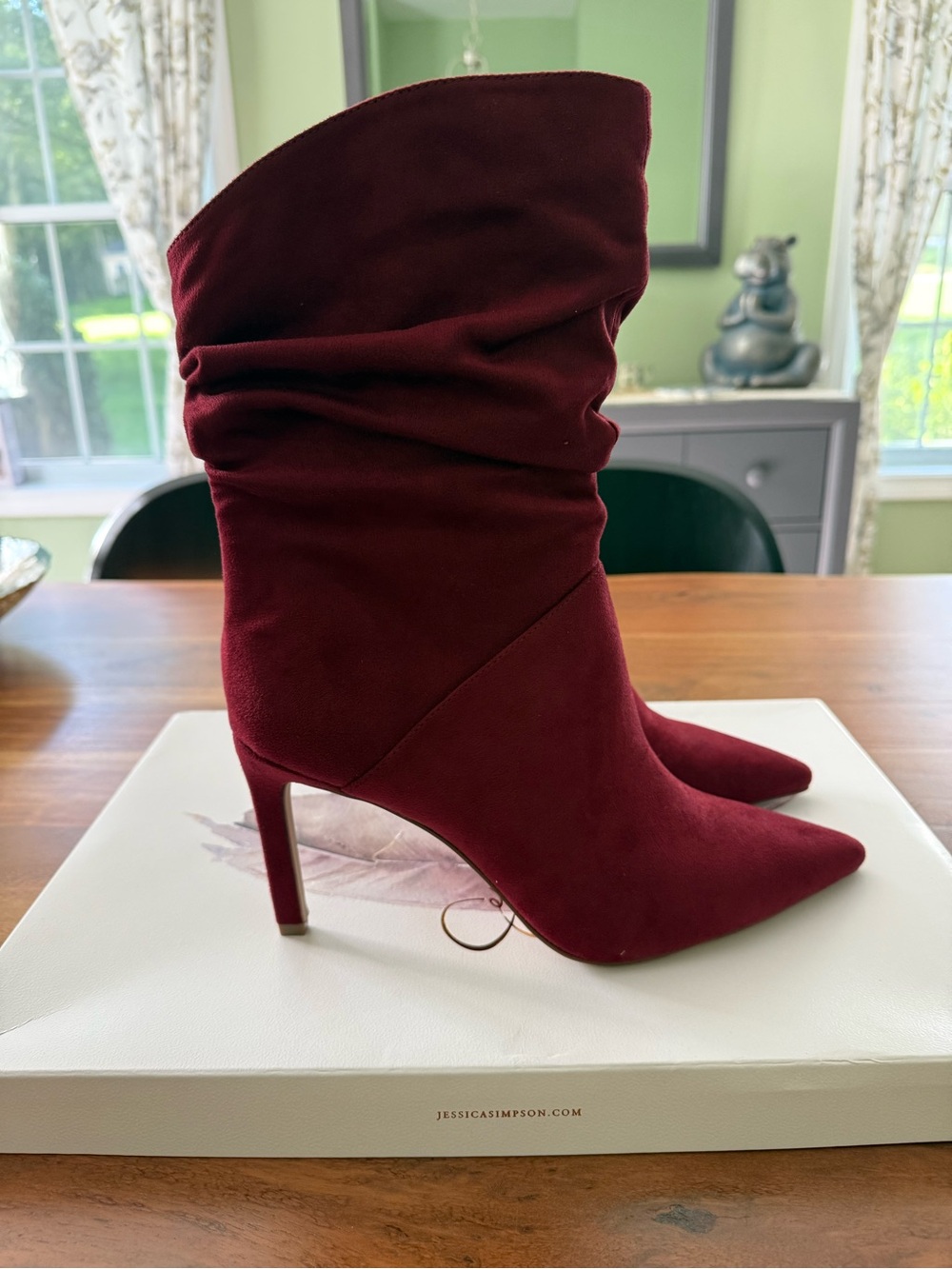 Jessica Simpson Wine Red Slouchy Pointed-Toe Stiletto Ankle Boots